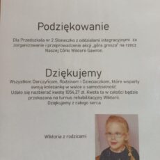 Podsumowanie akcji „Góra grosza dla Wiktorii Gawron” – podziękowanie